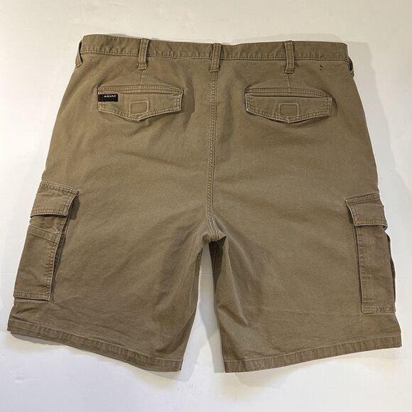 ARIAT Rebar M4 Cargo Shorts Mens 42 Relaxed‎ Fit Canvas Utility Work Field Khaki - Picture 4 of 13